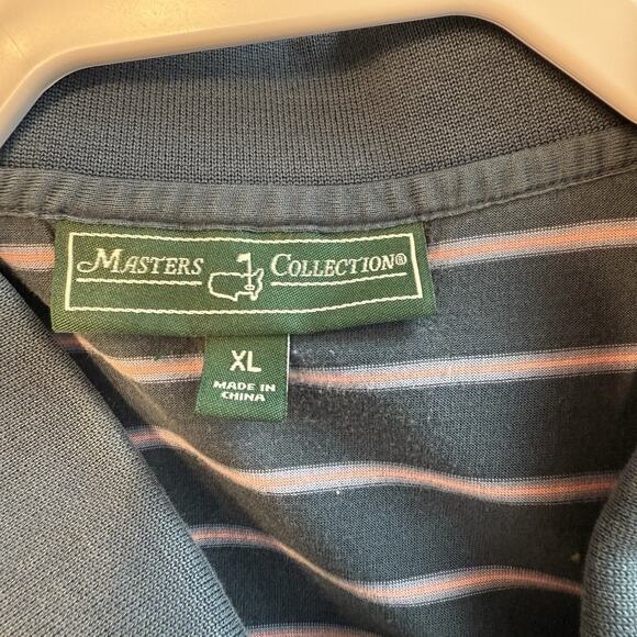 Masters Collection Polo Shirt Mens XL Blue Stripe Cotton Golf Pro Augusta EUC - Picture 3 of 8